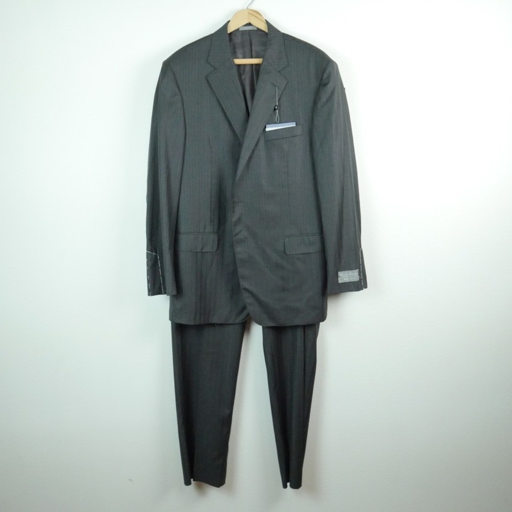 Daniel Cremieux Signature Loro Piana Super 170s Wool Pinstripe Suit 44R Grey NWT